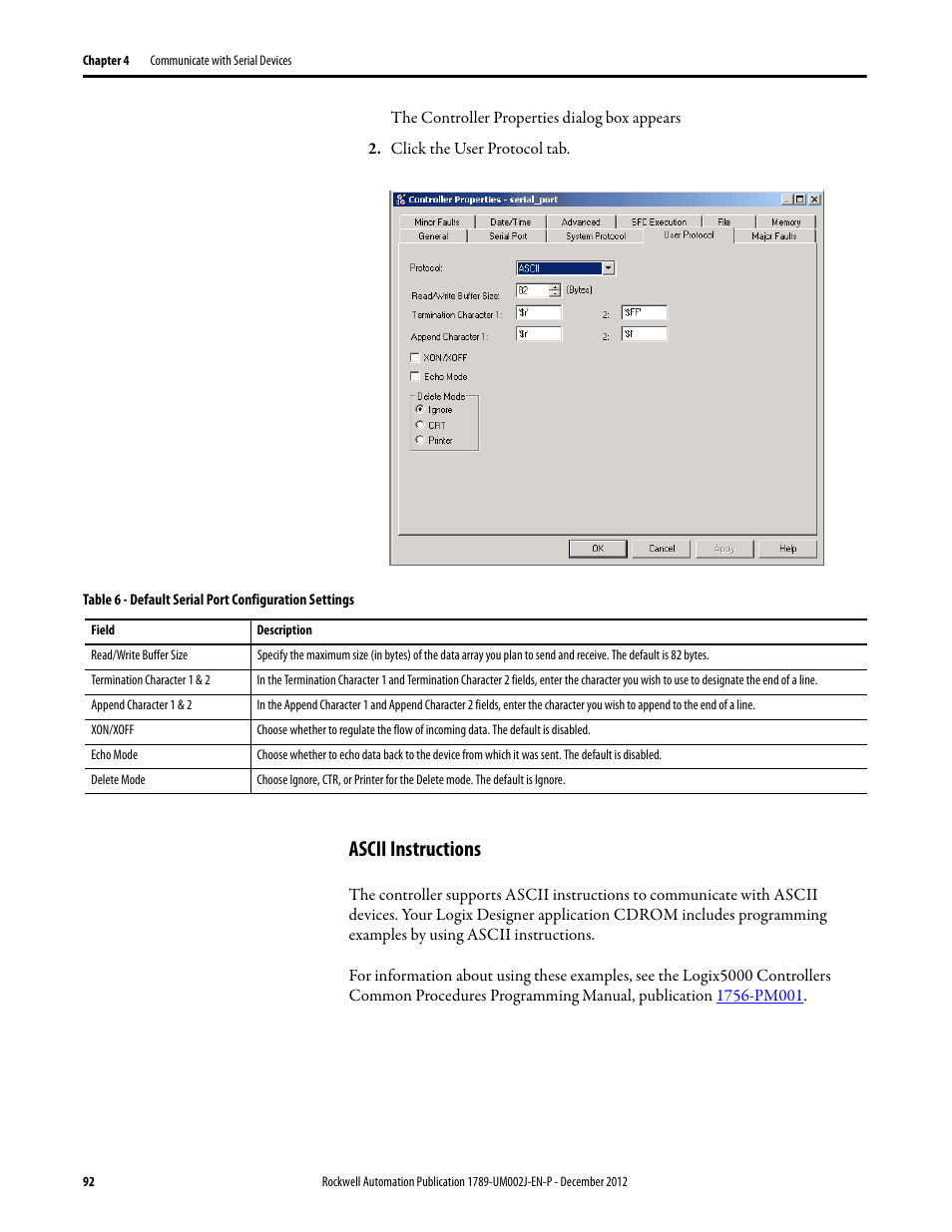 Ascii instructions | Rockwell Automation 1789-L10_L30_L60 SoftLogix 5800 System User Manual User Manual | Page 92 / 268