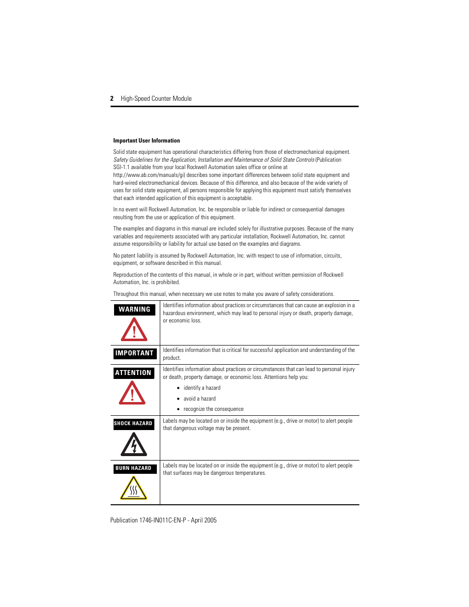Rockwell Automation 1746-HSCE High-Speed Counter Module Installation Instructions User Manual | Page 2 / 24