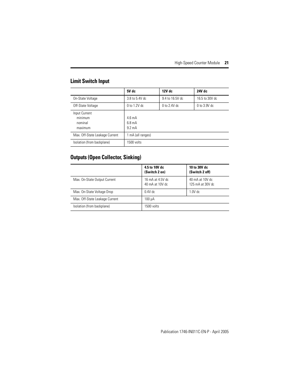 Rockwell Automation 1746-HSCE High-Speed Counter Module Installation Instructions User Manual | Page 21 / 24