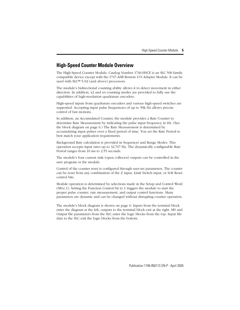 High-speed counter module overview | Rockwell Automation 1746-HSCE High-Speed Counter Module Installation Instructions User Manual | Page 5 / 24