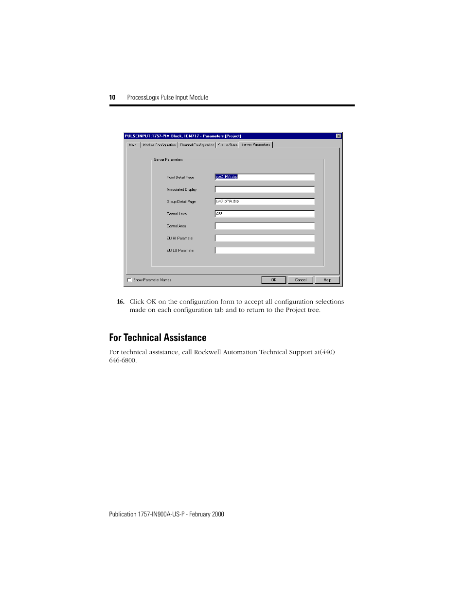 For technical assistance | Rockwell Automation 1757-PIM ProcessLogix Pulse Input Module Installation User Manual | Page 10 / 16