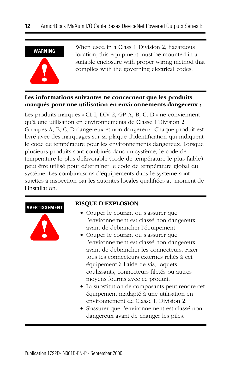 Rockwell Automation 1792D-CB18JP ArmorBlock MaXum I/O Cable Bases DeviceNet Powered Outputs Series B User Manual | Page 12 / 16
