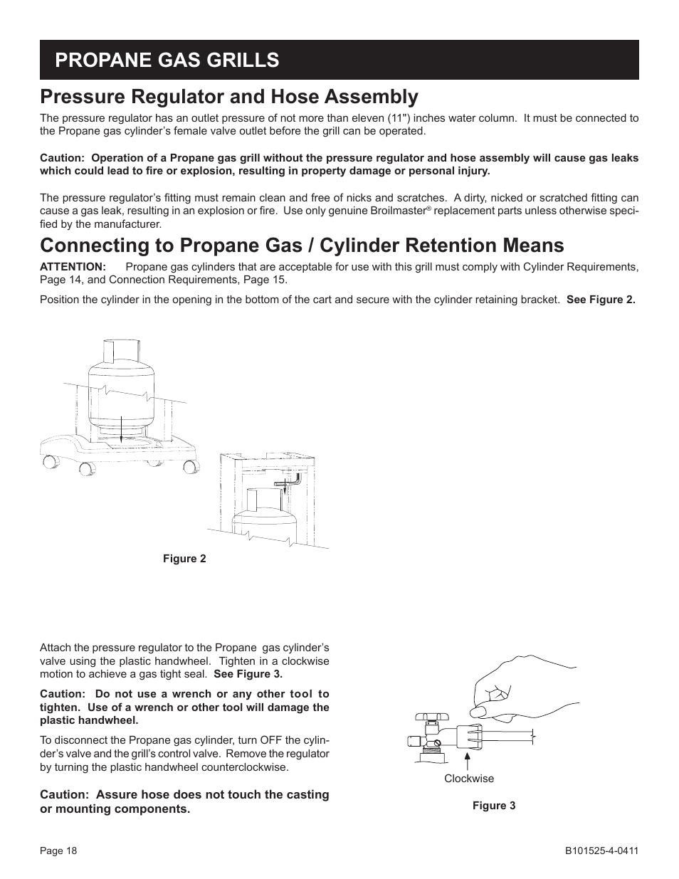 Pressure regulator and hose assembly, Propane gas grills | Broilmaster P3XN-1 User Manual | Page 18 / 52