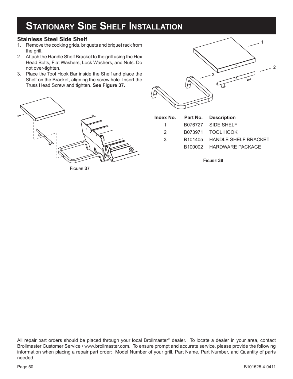 Tationary, Helf, Nstallation | Broilmaster P3XN-1 User Manual | Page 50 / 52