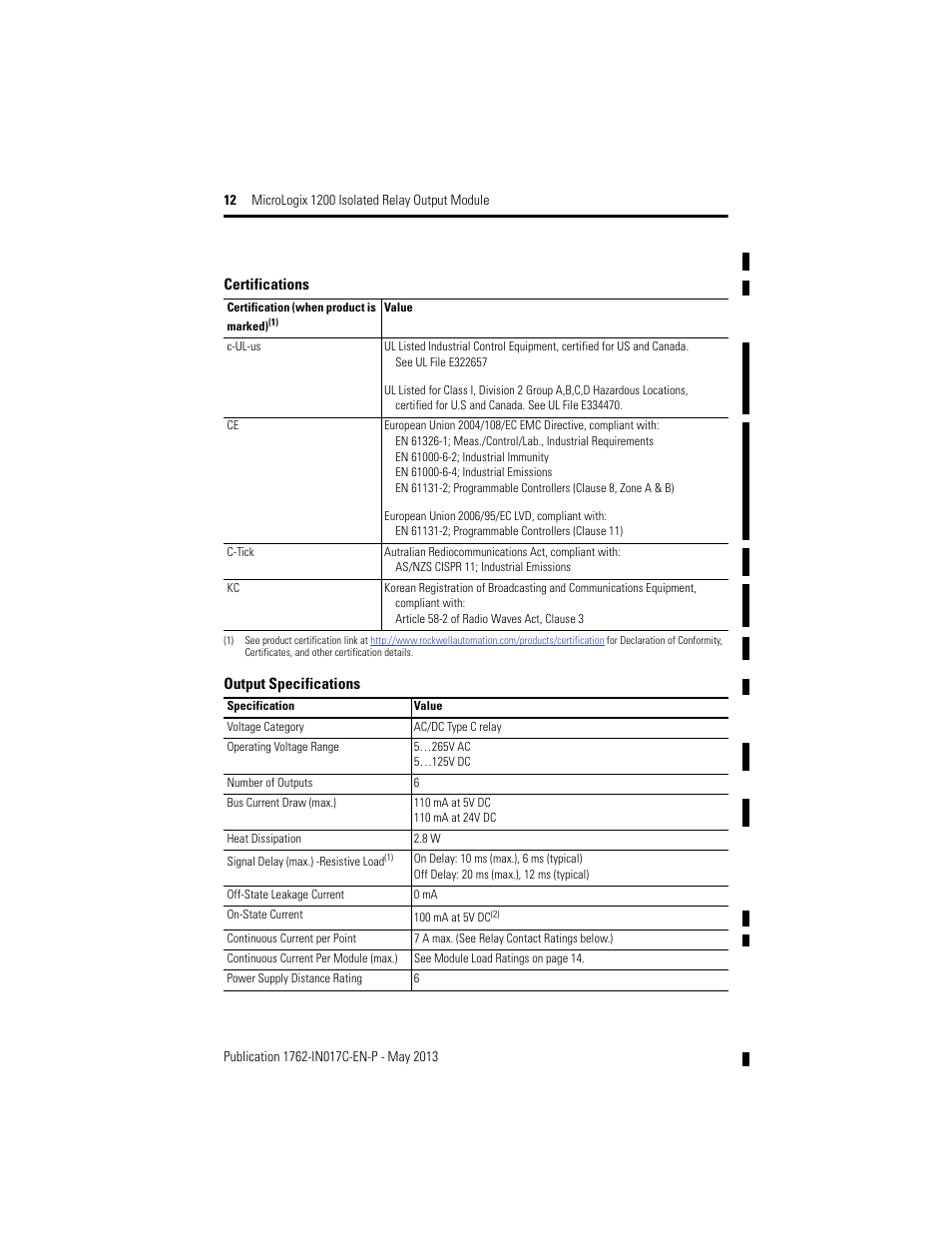 Rockwell Automation 1762-OX6I MicroLogix 1200 Relay Output Module User Manual | Page 12 / 16