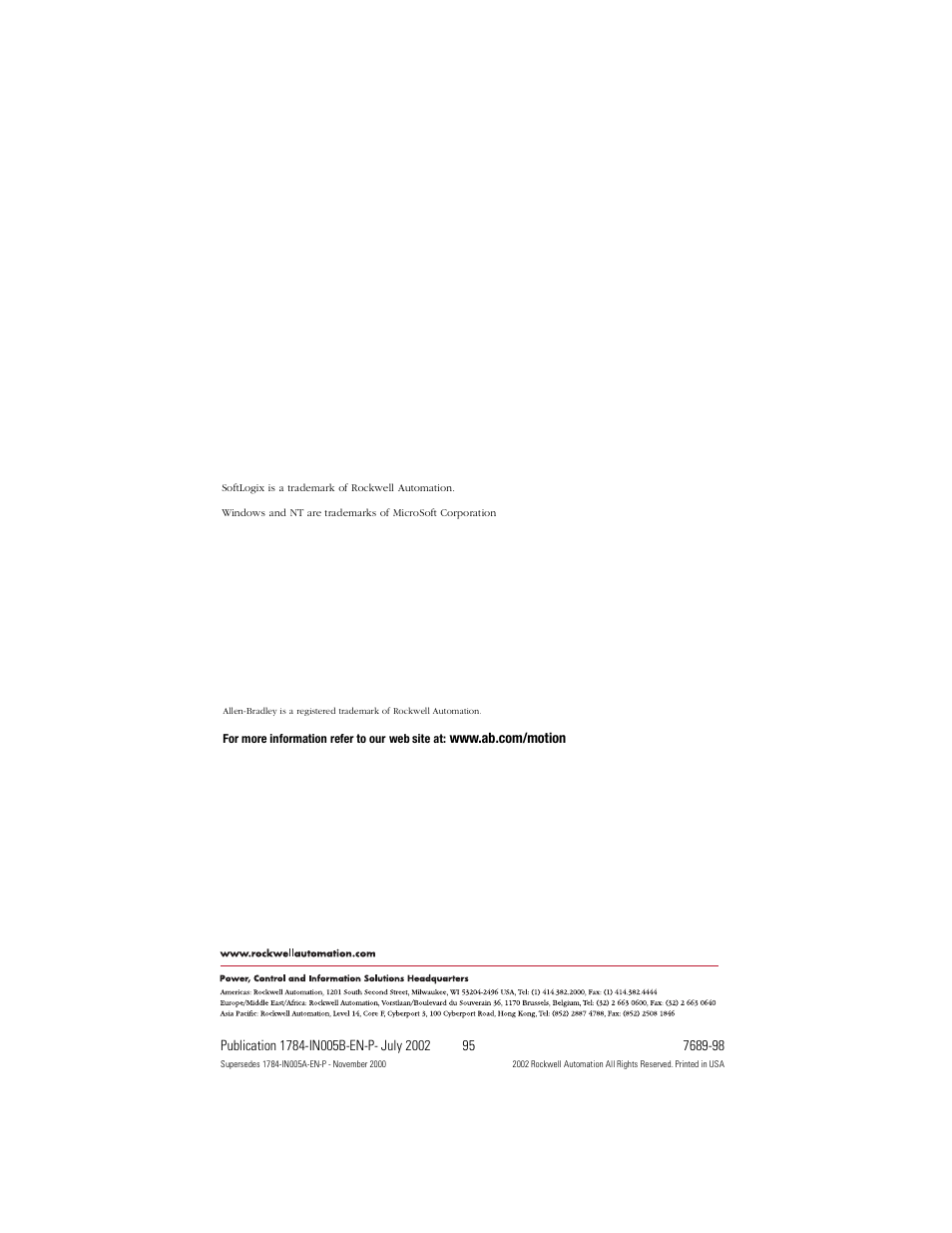 Rockwell Automation 1784-PM02AE PCI 2 Axis Servo Card User Manual | Page 20 / 20