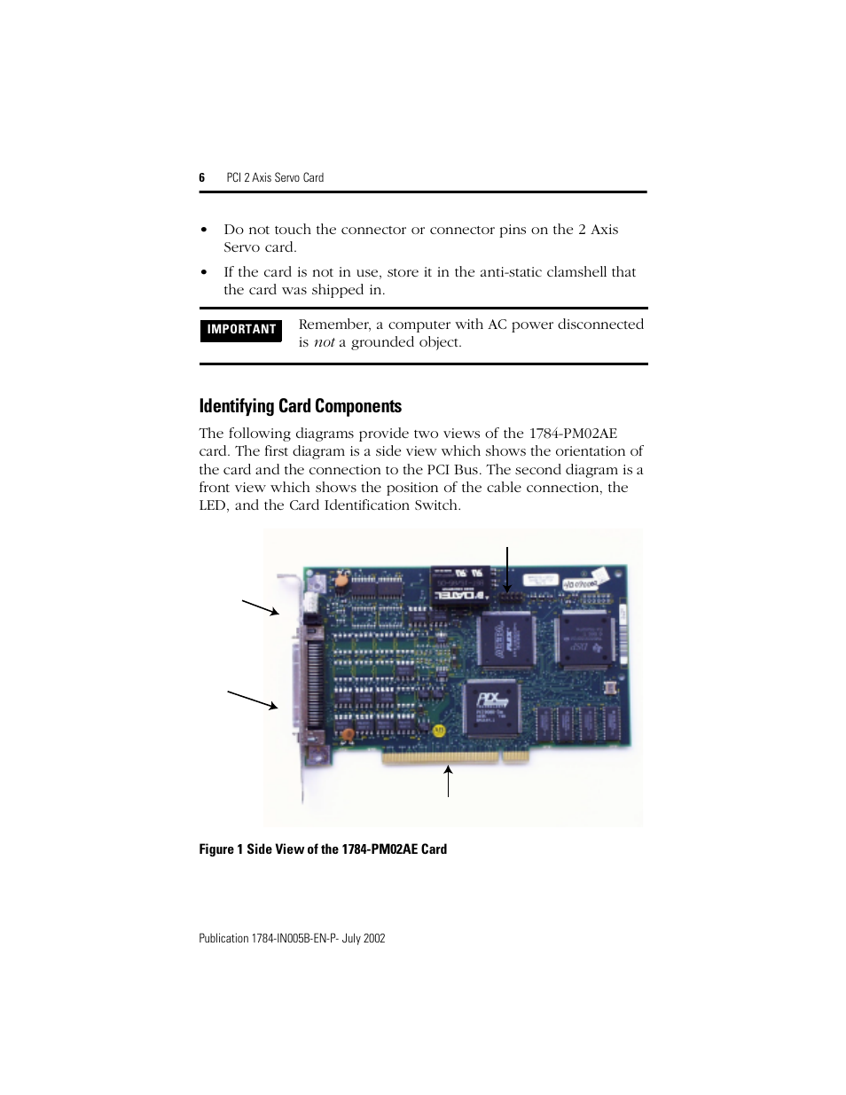 Identifying card components | Rockwell Automation 1784-PM02AE PCI 2 Axis Servo Card User Manual | Page 6 / 20