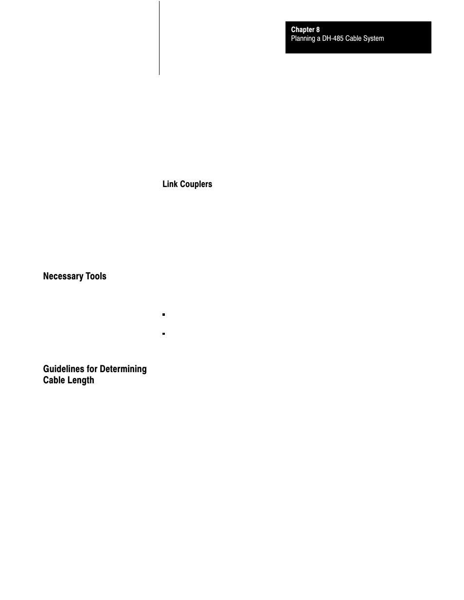 Necessary tools, Guidelines for determining cable length | Rockwell Automation 1770 DH,DHII,DH485 CABLE User Manual | Page 104 / 128