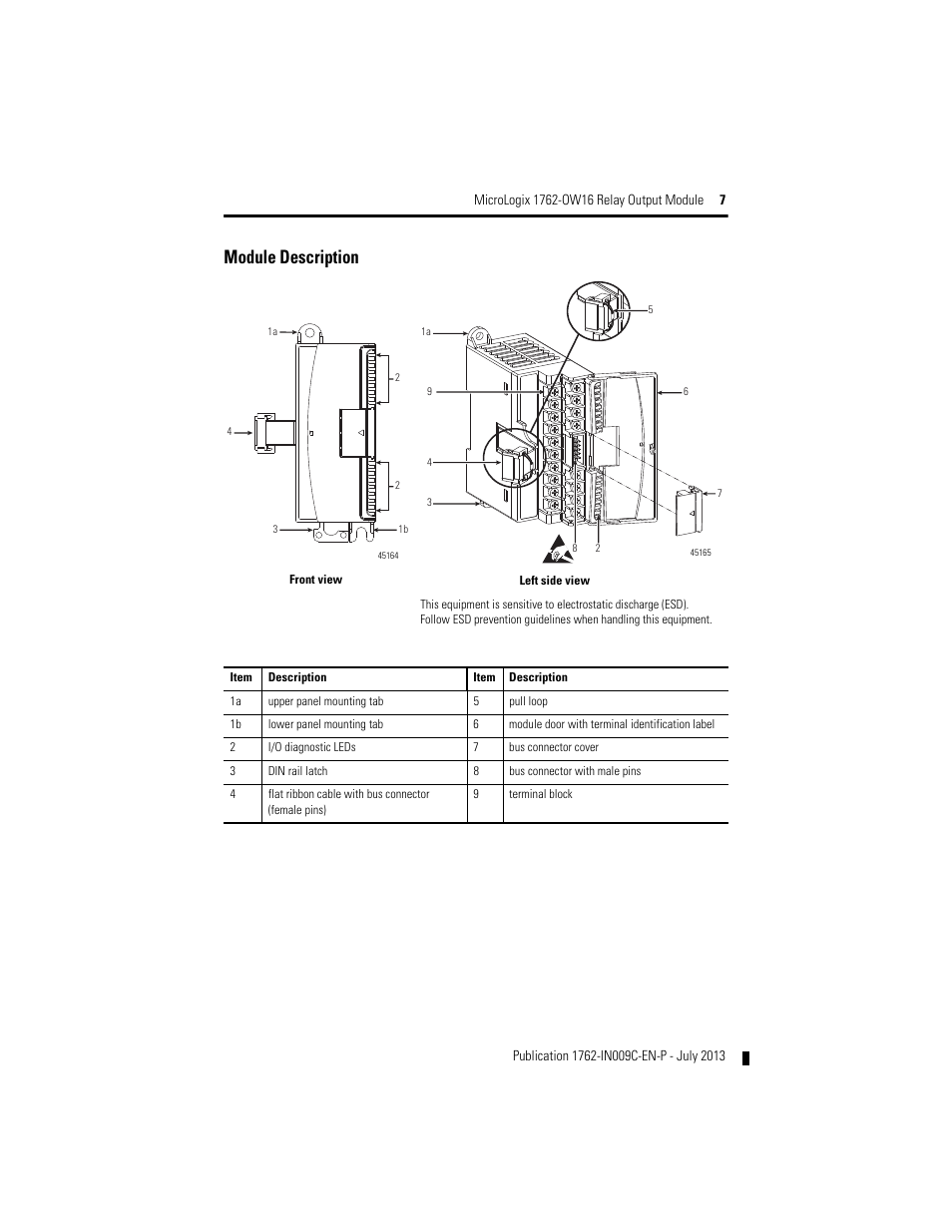 Module description | Rockwell Automation 1762-OW16 Relay Output Module User Manual | Page 7 / 20