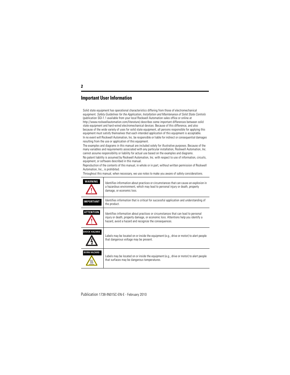 Important user information, 2publication | Rockwell Automation 1738-APB ArmorPoint PROFIBUS Adapter, Series A User Manual | Page 2 / 20