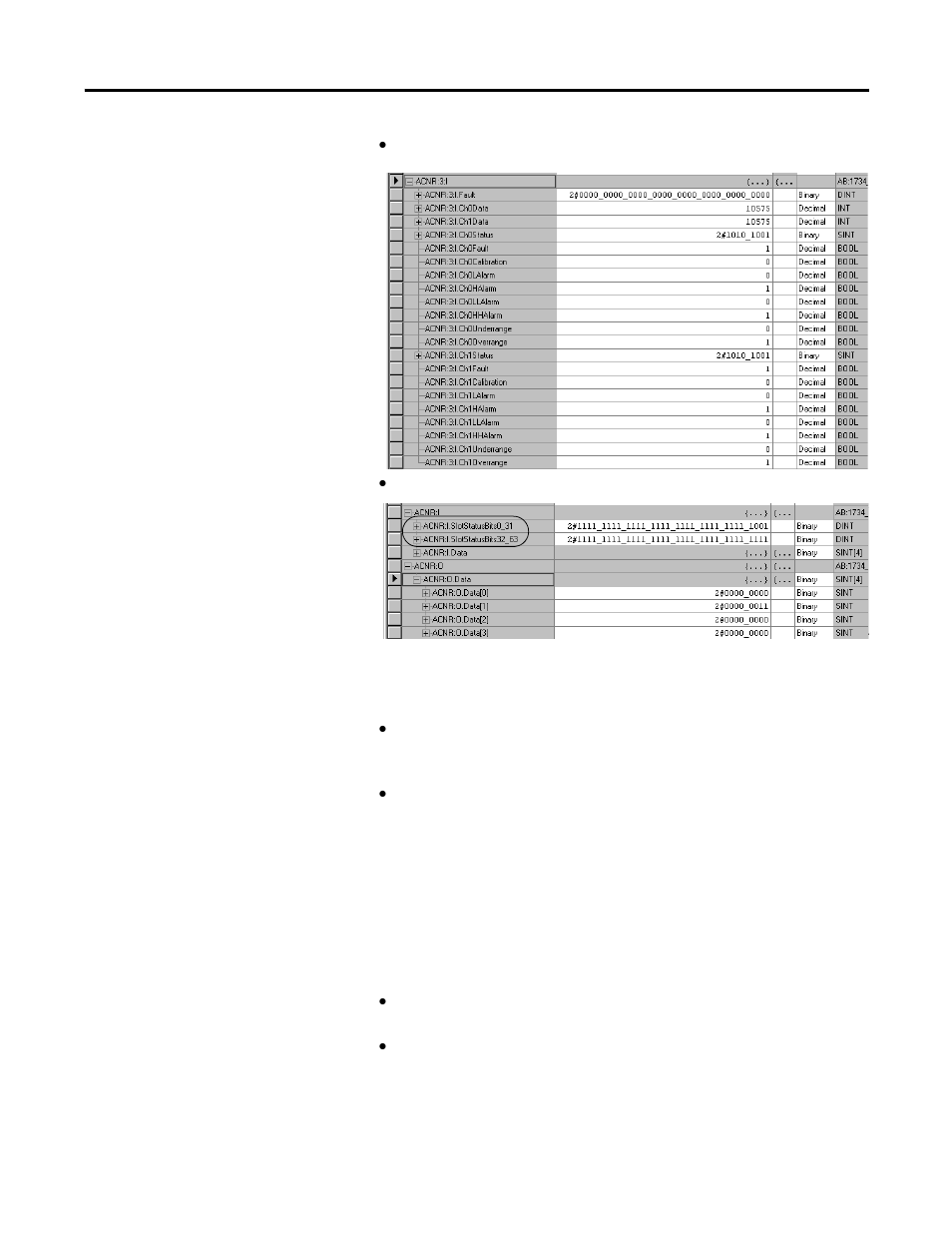 Slot status bits | Rockwell Automation 1734-ACNR POINT I/O ControlNet Adapter User Manual User Manual | Page 54 / 110