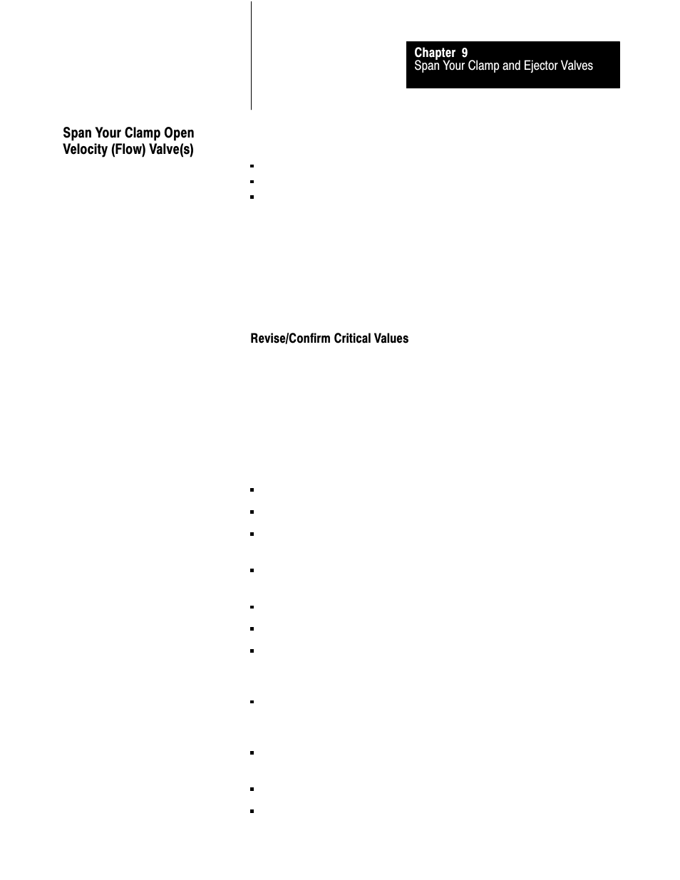 Span your clamp open velocity (flow) valve(s), 9ć23 | Rockwell Automation 1771-QDC, D17716.5.87(Passport) CLAMP AND EJECT MODE User Manual | Page 159 / 236