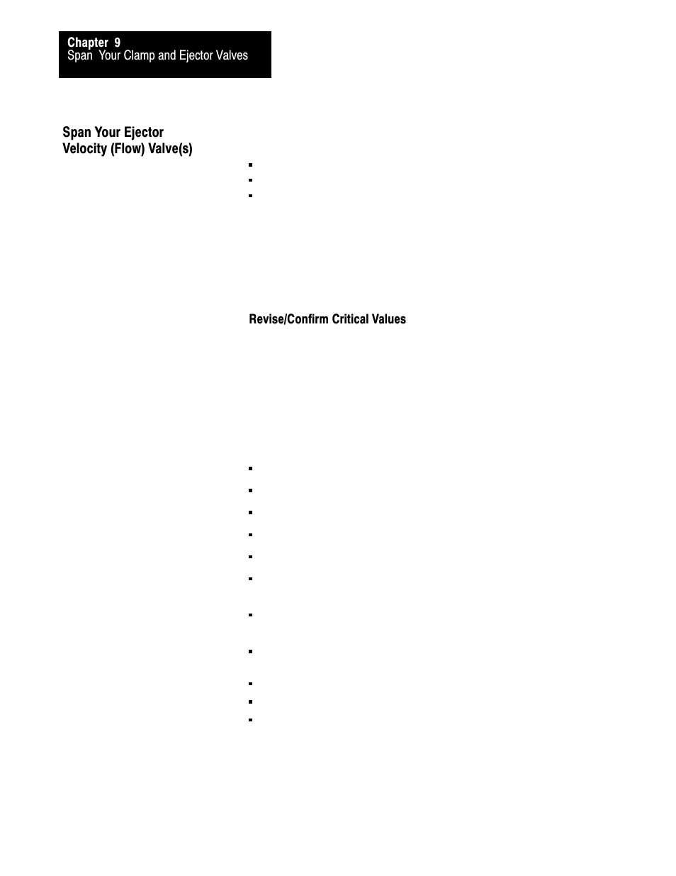 Span your ejector velocity (flow) valve(s), 9ć34 | Rockwell Automation 1771-QDC, D17716.5.87(Passport) CLAMP AND EJECT MODE User Manual | Page 170 / 236