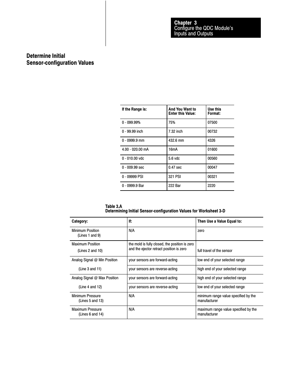 Determine initial sensor-configuration values, Determine initial sensorćconfiguration values | Rockwell Automation 1771-QDC, D17716.5.87(Passport) CLAMP AND EJECT MODE User Manual | Page 38 / 236