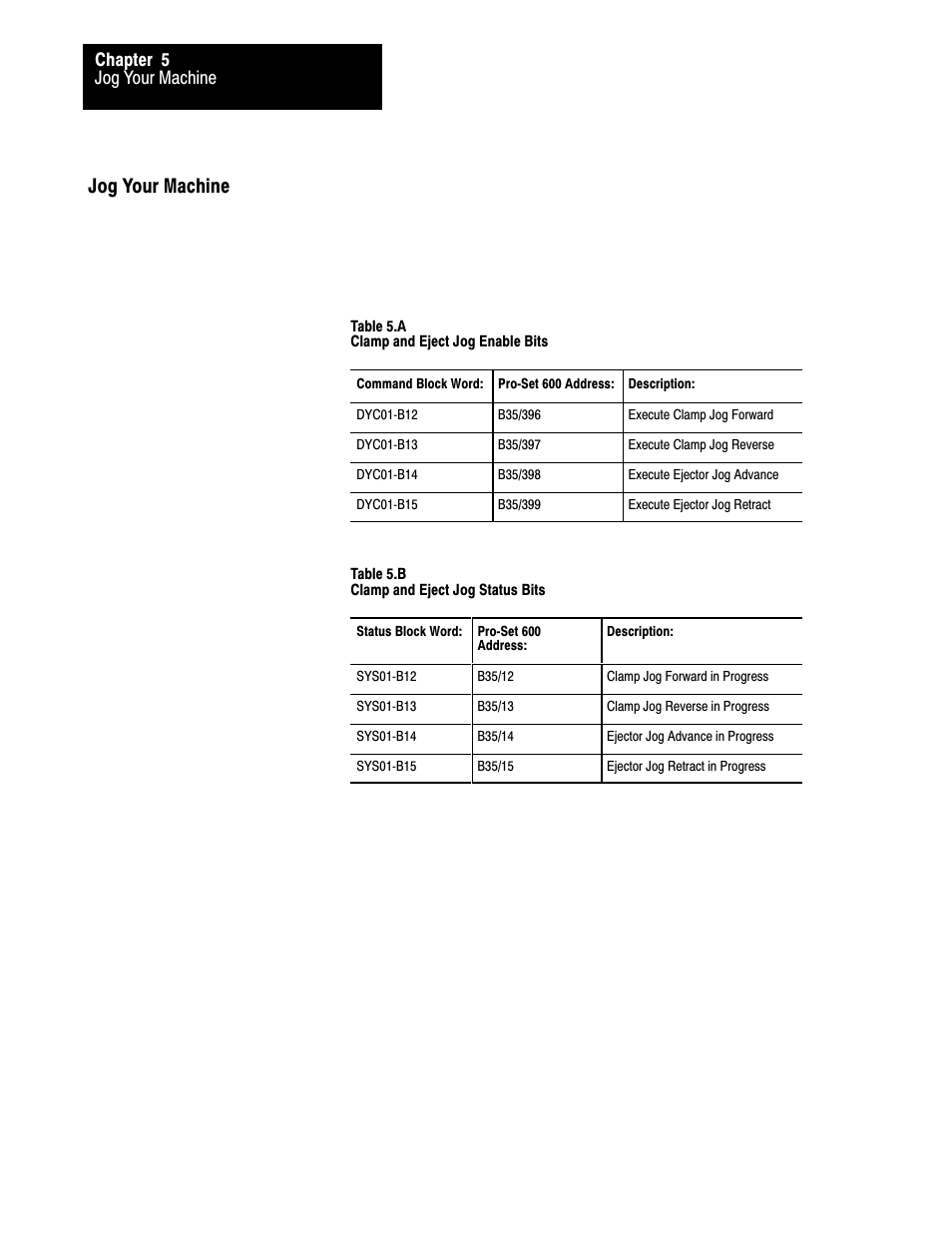 Jog your machine | Rockwell Automation 1771-QDC, D17716.5.87(Passport) CLAMP AND EJECT MODE User Manual | Page 63 / 236