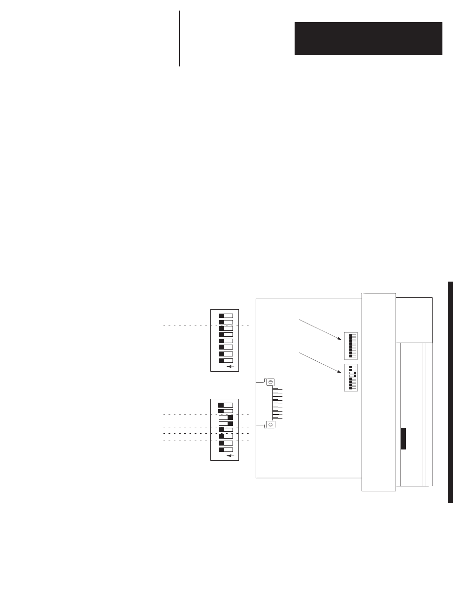 4 - module configuration, Dip switches, Chapter 4 | Module configuration, Chapter, Dip switch 1 settings | Rockwell Automation 1747-DCM,D17476.8 Direct Communication Module User Manual | Page 31 / 80