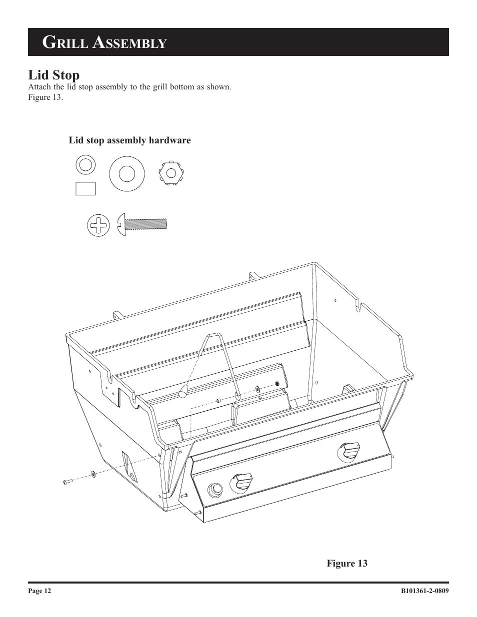 Lid stop | Broilmaster T3W-2 User Manual | Page 12 / 24
