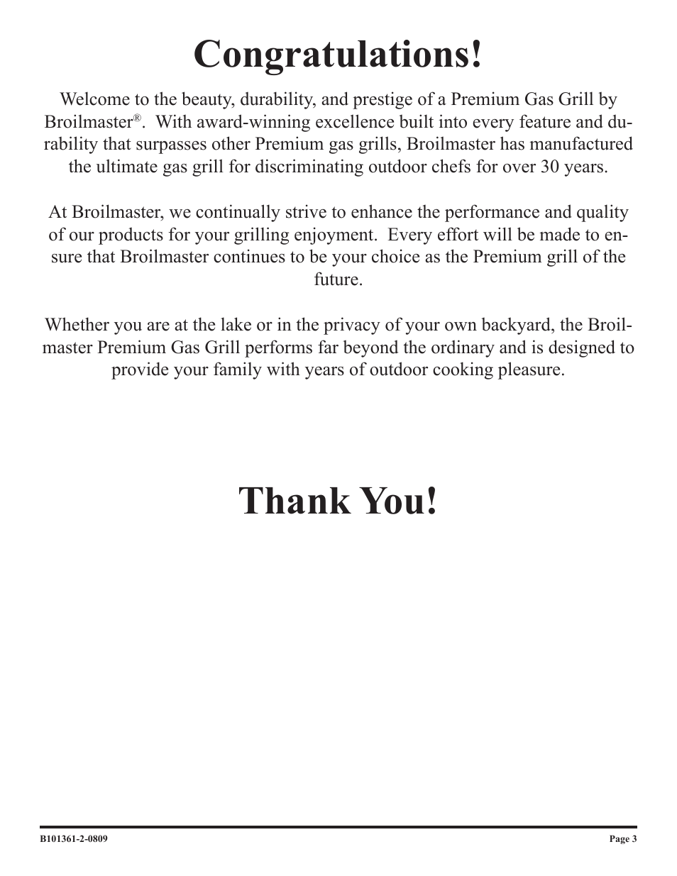 Broilmaster T3W-2 User Manual | Page 3 / 24