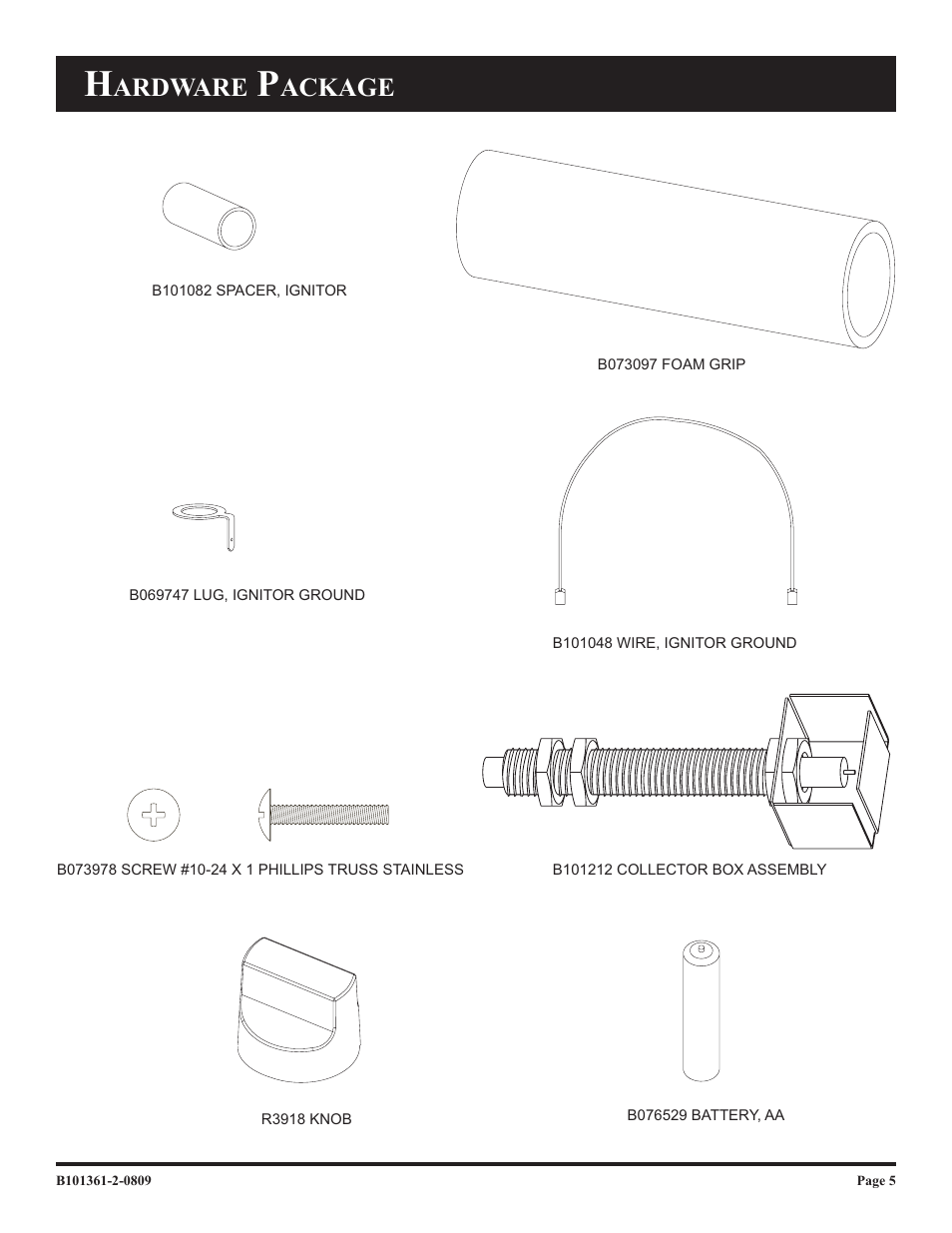 Ardware, Ackage | Broilmaster T3W-2 User Manual | Page 5 / 24