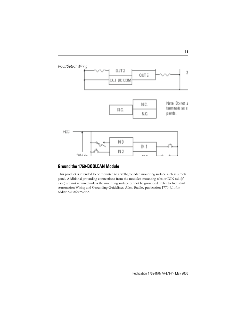 Input/output wiring, Ground the 1769-boolean module | Rockwell Automation 1769-BOOLEAN Compact I/O BOOLEAN Module Installation Instructions User Manual | Page 11 / 28