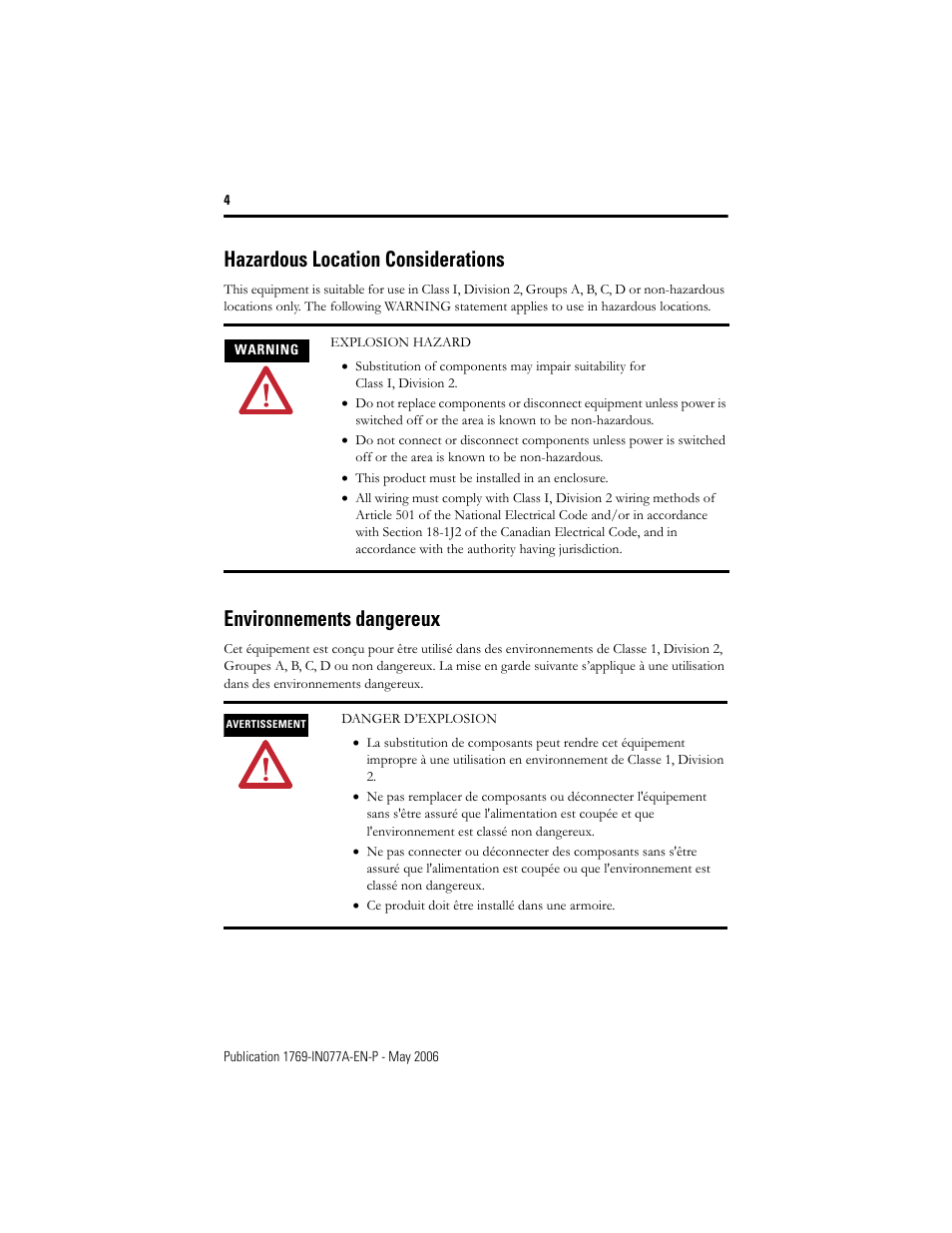 Hazardous location considerations, Environnements dangereux | Rockwell Automation 1769-BOOLEAN Compact I/O BOOLEAN Module Installation Instructions User Manual | Page 4 / 28