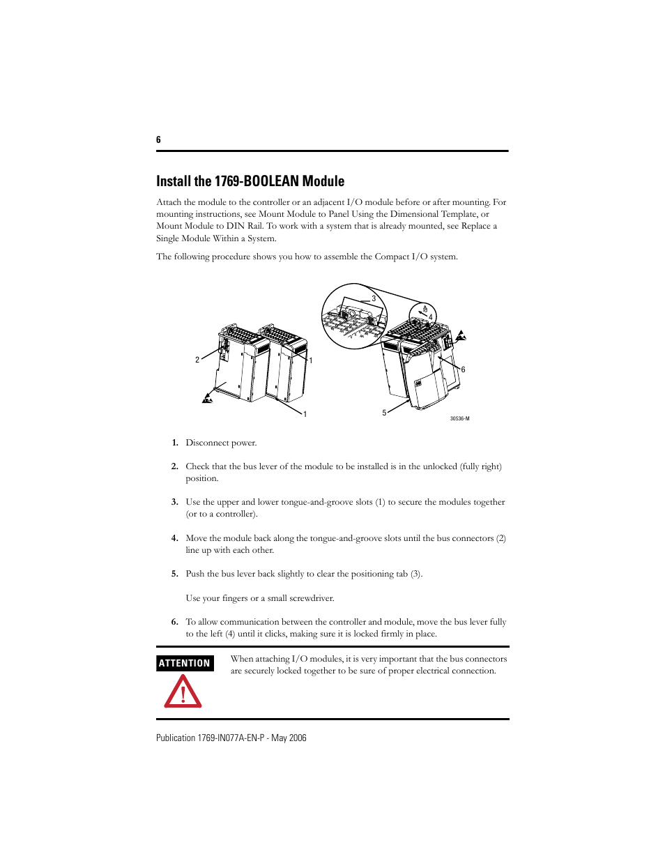 Install the 1769-boolean module | Rockwell Automation 1769-BOOLEAN Compact I/O BOOLEAN Module Installation Instructions User Manual | Page 6 / 28