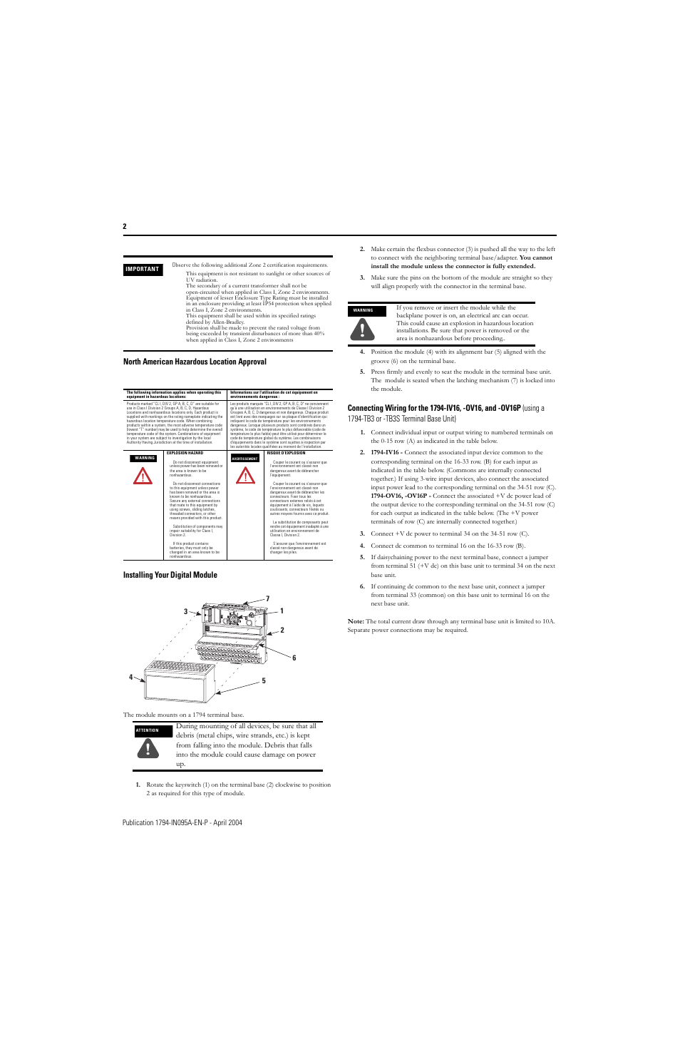 Rockwell Automation 1794-IV16_OV16_OV16P Flex I/O Digital DC Sourcing Input and Sinking Output Modules I.I. User Manual | Page 2 / 4