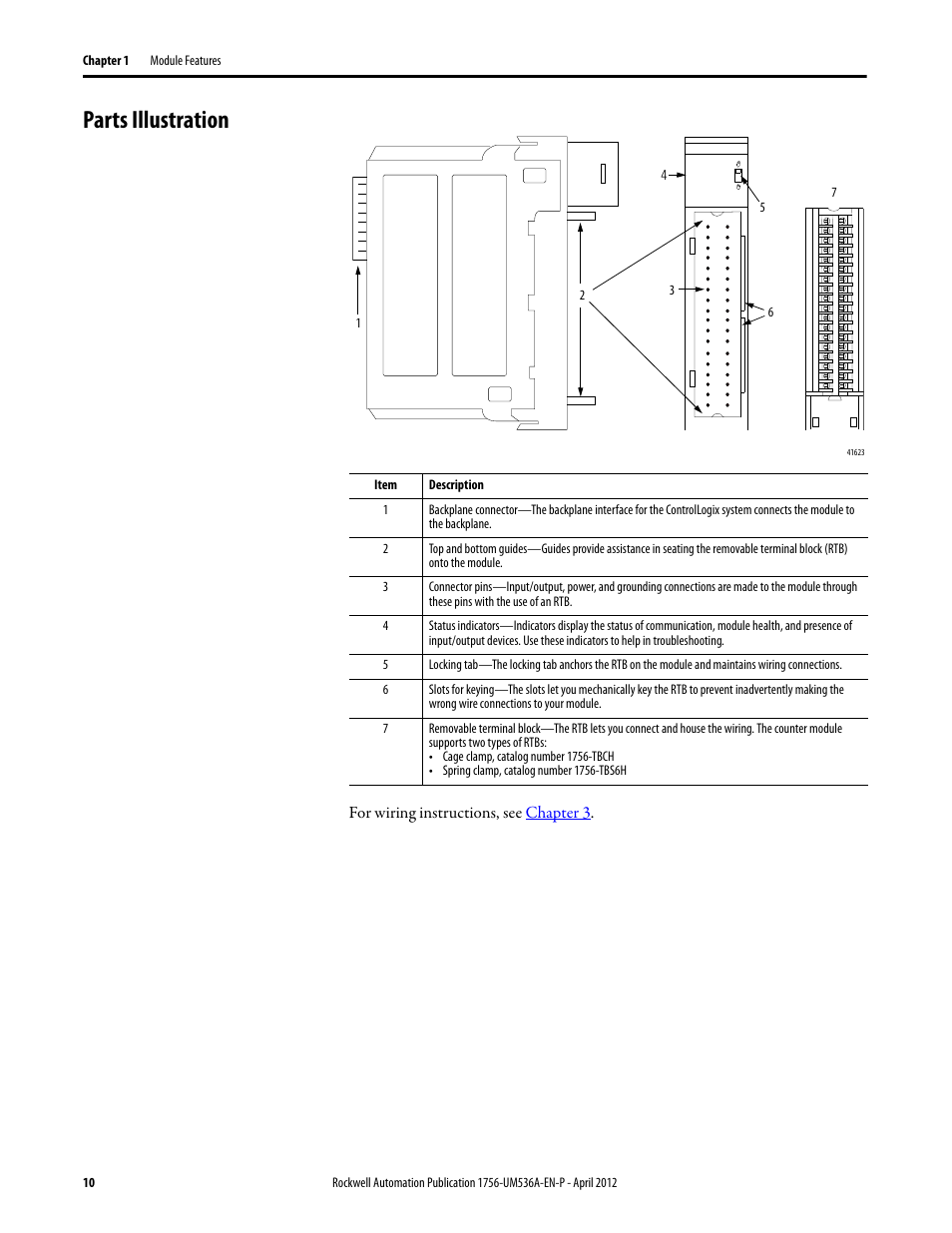 Parts illustration | Rockwell Automation 1756-LSC8XIB8I ControlLogix Low-speed Counter Module User Manual | Page 10 / 84