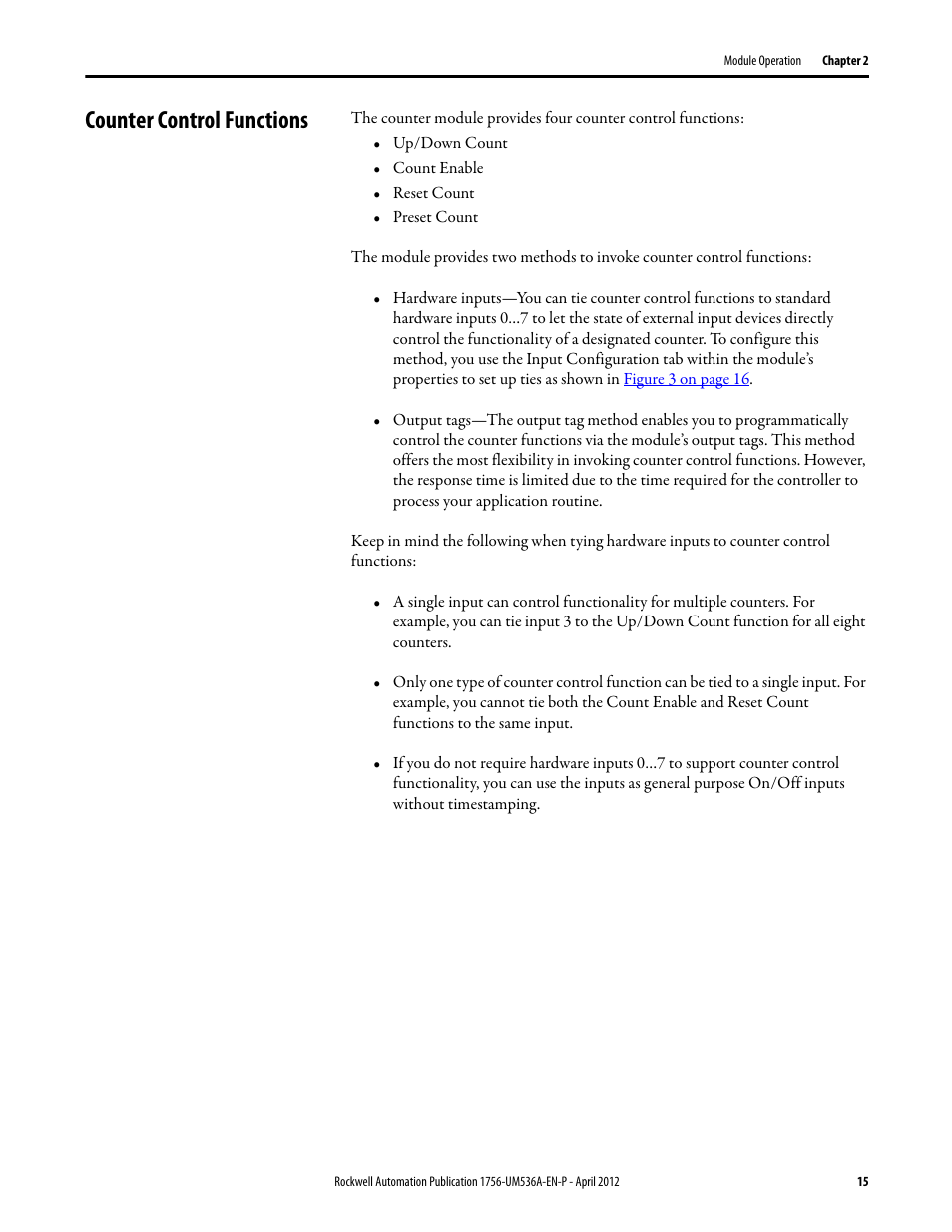 Counter control functions, Counter | Rockwell Automation 1756-LSC8XIB8I ControlLogix Low-speed Counter Module User Manual | Page 15 / 84