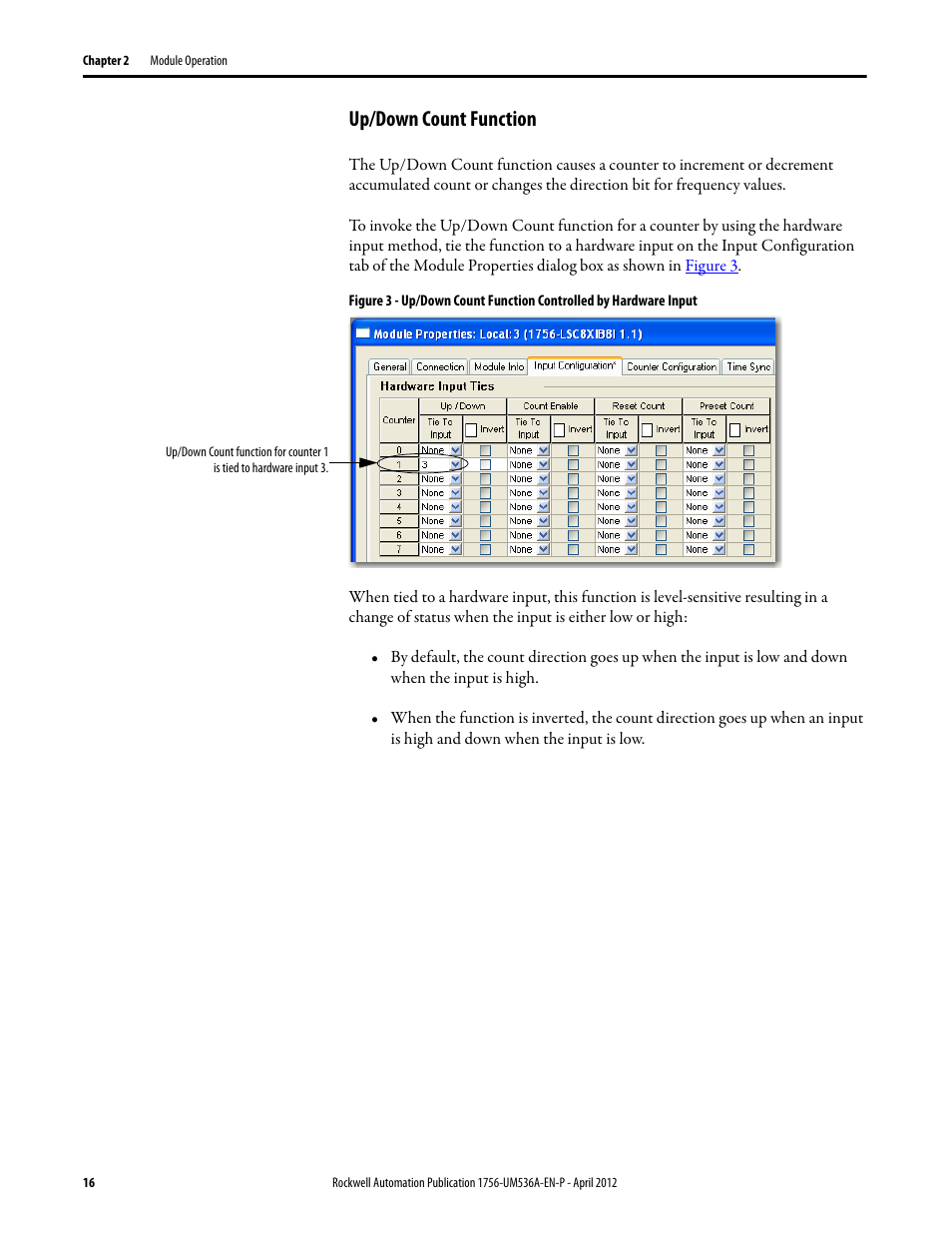 Up/down count function | Rockwell Automation 1756-LSC8XIB8I ControlLogix Low-speed Counter Module User Manual | Page 16 / 84