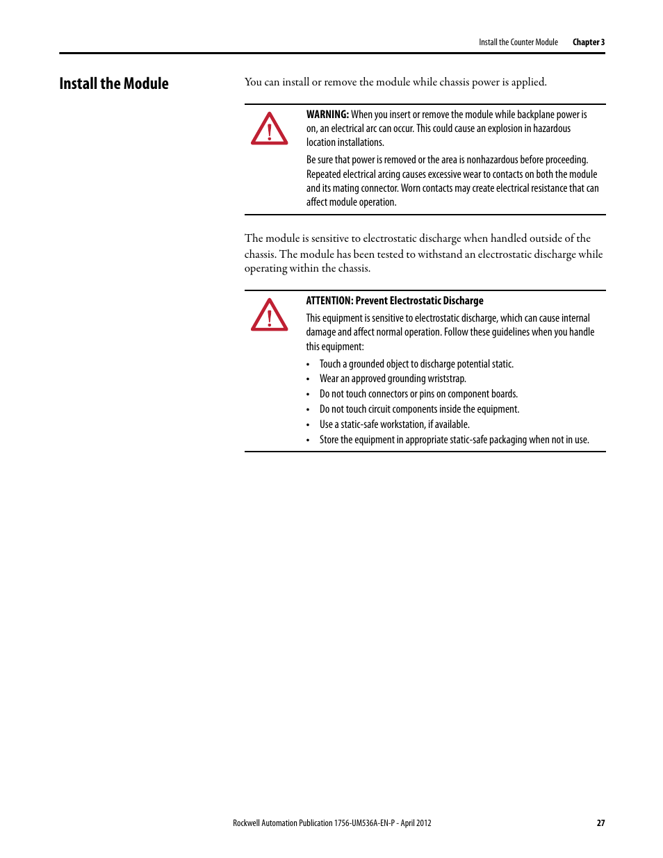 Install the module | Rockwell Automation 1756-LSC8XIB8I ControlLogix Low-speed Counter Module User Manual | Page 27 / 84