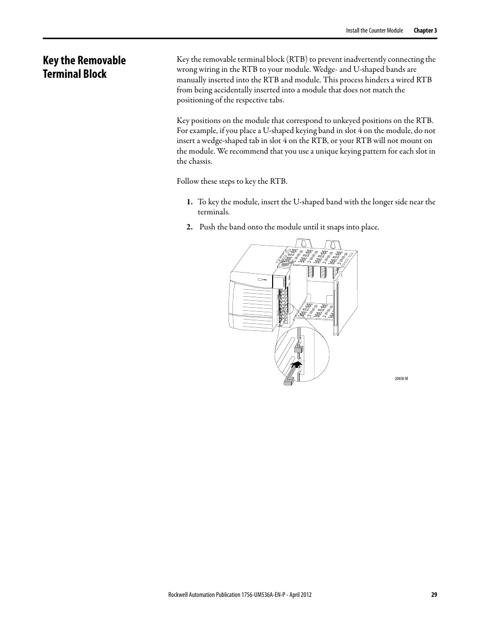 Key the removable terminal block | Rockwell Automation 1756-LSC8XIB8I ControlLogix Low-speed Counter Module User Manual | Page 29 / 84