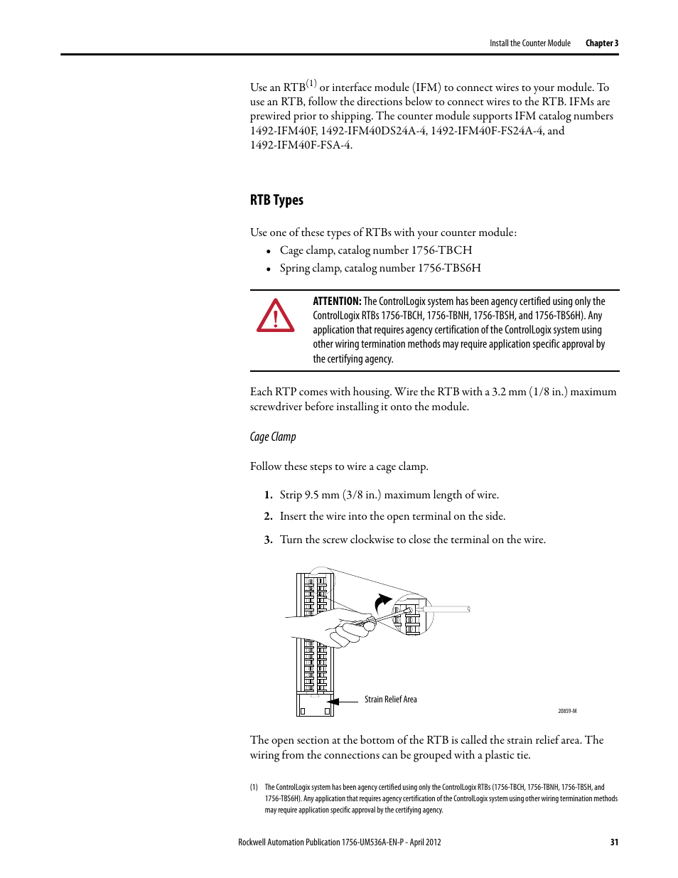 Rtb types | Rockwell Automation 1756-LSC8XIB8I ControlLogix Low-speed Counter Module User Manual | Page 31 / 84