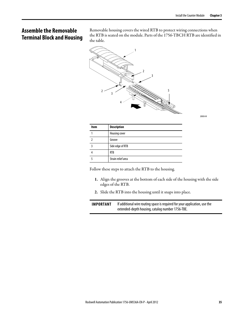 Assemble the removable terminal block and housing | Rockwell Automation 1756-LSC8XIB8I ControlLogix Low-speed Counter Module User Manual | Page 35 / 84