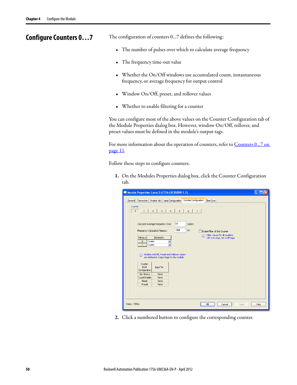 Configure counters 0…7 | Rockwell Automation 1756-LSC8XIB8I ControlLogix Low-speed Counter Module User Manual | Page 50 / 84