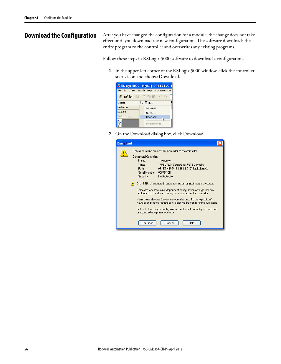 Download the configuration | Rockwell Automation 1756-LSC8XIB8I ControlLogix Low-speed Counter Module User Manual | Page 56 / 84