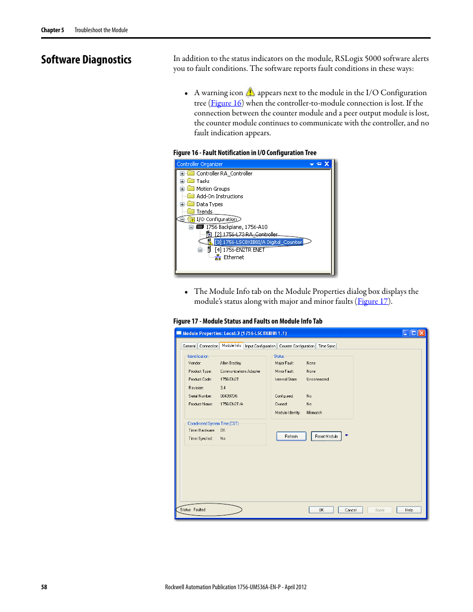 Software diagnostics | Rockwell Automation 1756-LSC8XIB8I ControlLogix Low-speed Counter Module User Manual | Page 58 / 84