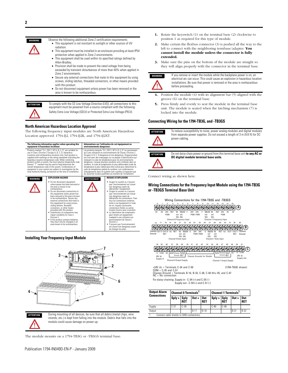 Installing your frequency input module | Rockwell Automation 1794-IJ2XT 2 Input Frequency Module Installation Instructions User Manual | Page 2 / 6