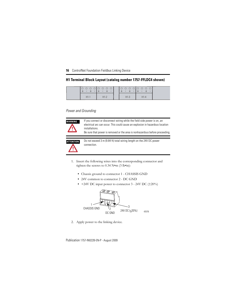 Rockwell Automation 1757-FFLDC4 ControlNet Foundation Fieldbus Linking Device Installation Instructions User Manual | Page 16 / 32