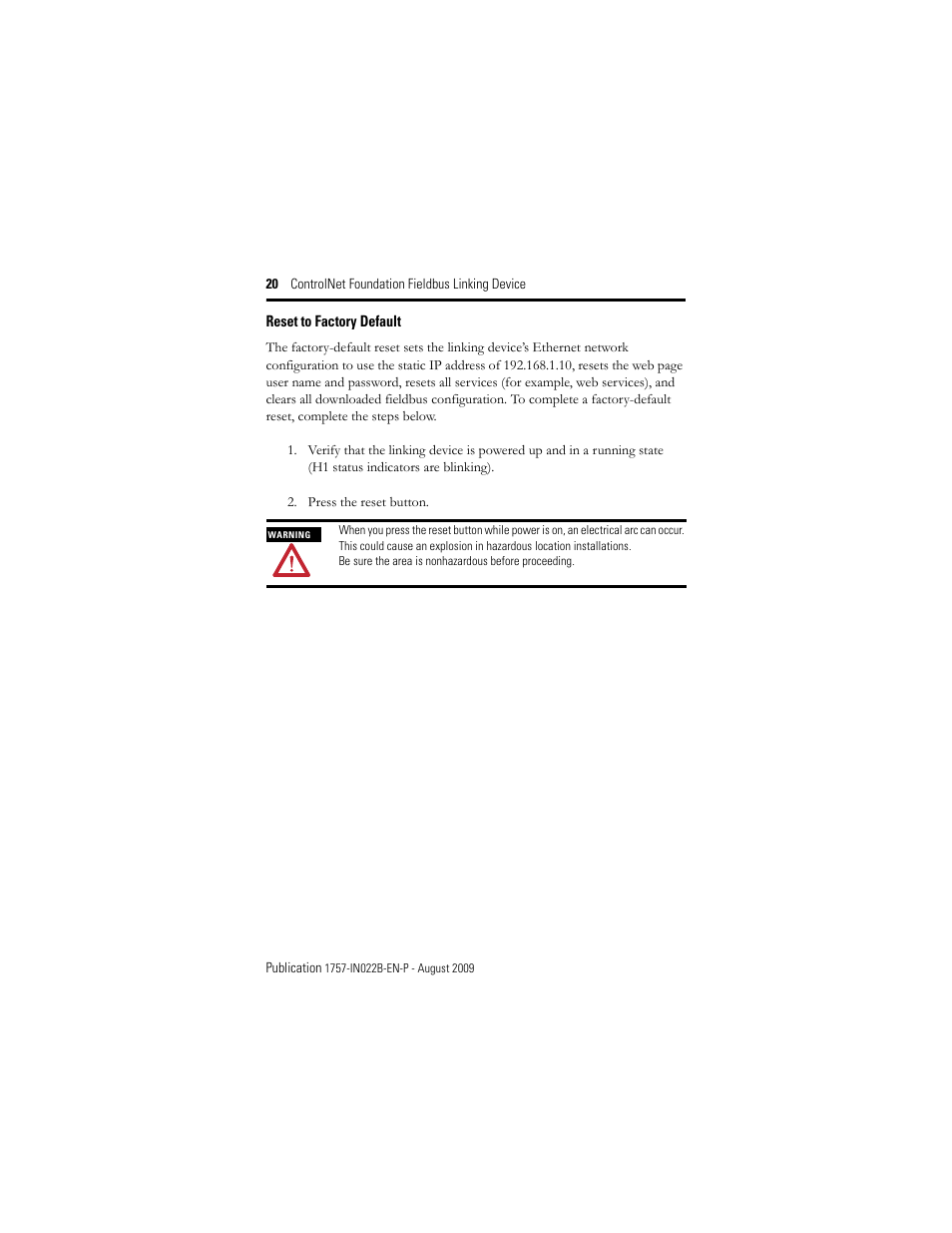 Rockwell Automation 1757-FFLDC4 ControlNet Foundation Fieldbus Linking Device Installation Instructions User Manual | Page 20 / 32