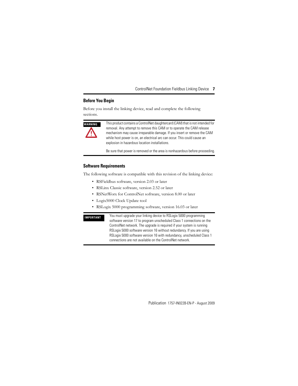 Before you begin | Rockwell Automation 1757-FFLDC4 ControlNet Foundation Fieldbus Linking Device Installation Instructions User Manual | Page 7 / 32