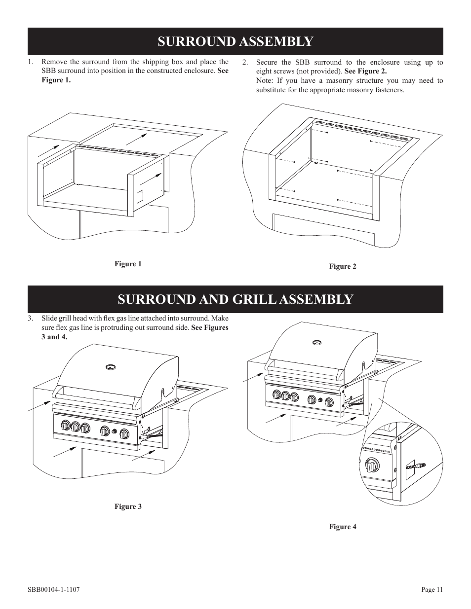 Surround and grill assembly surround assembly | Broilmaster SBB 2804 User Manual | Page 11 / 24