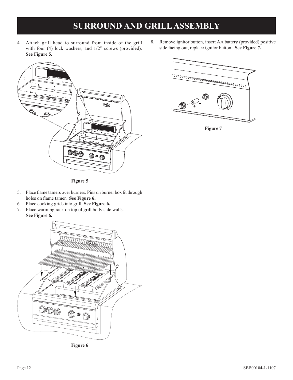 Surround and grill assembly | Broilmaster SBB 2804 User Manual | Page 12 / 24