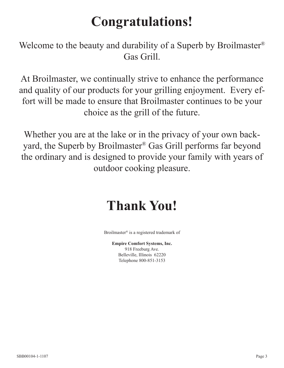 Broilmaster SBB 2804 User Manual | Page 3 / 24
