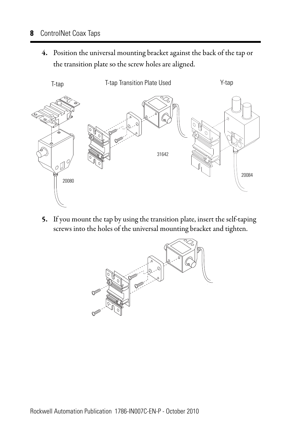 Rockwell Automation 1786-TPYS ControlNet Coax Taps Installation Instructions User Manual | Page 8 / 16