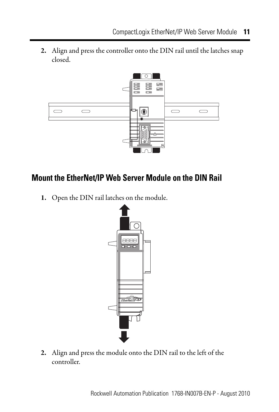 Rockwell Automation 1768-EWEB CompactLogix EtherNet/IP Web Server Module Installation Instructions User Manual | Page 11 / 24