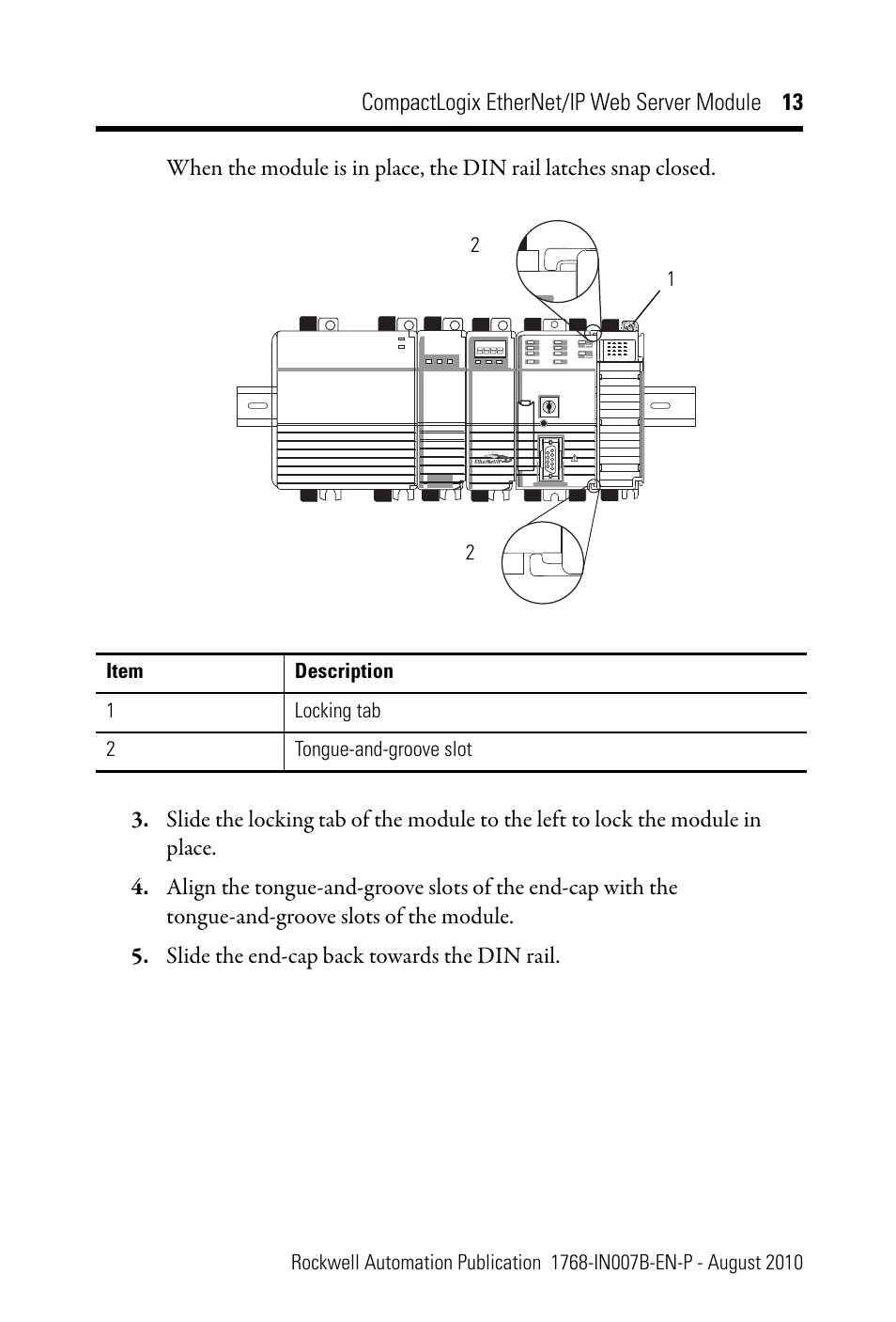 Rockwell Automation 1768-EWEB CompactLogix EtherNet/IP Web Server Module Installation Instructions User Manual | Page 13 / 24