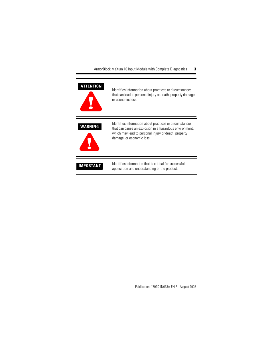 Rockwell Automation 1792D-16BVT0CD ArmorBlock MaXum 16 Input Module with Complete Diagnostics User Manual | Page 3 / 16