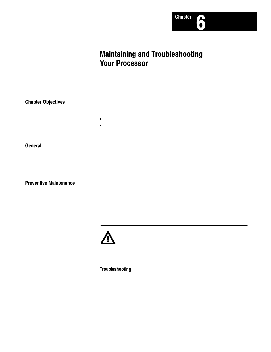 6 - maintaining and troubleshooting your processor, Maintaining and troubleshooting your processor | Rockwell Automation 1772-L8_LW_LWP_LX_LXP,D17726.5.8 User Manual User Manual | Page 104 / 490