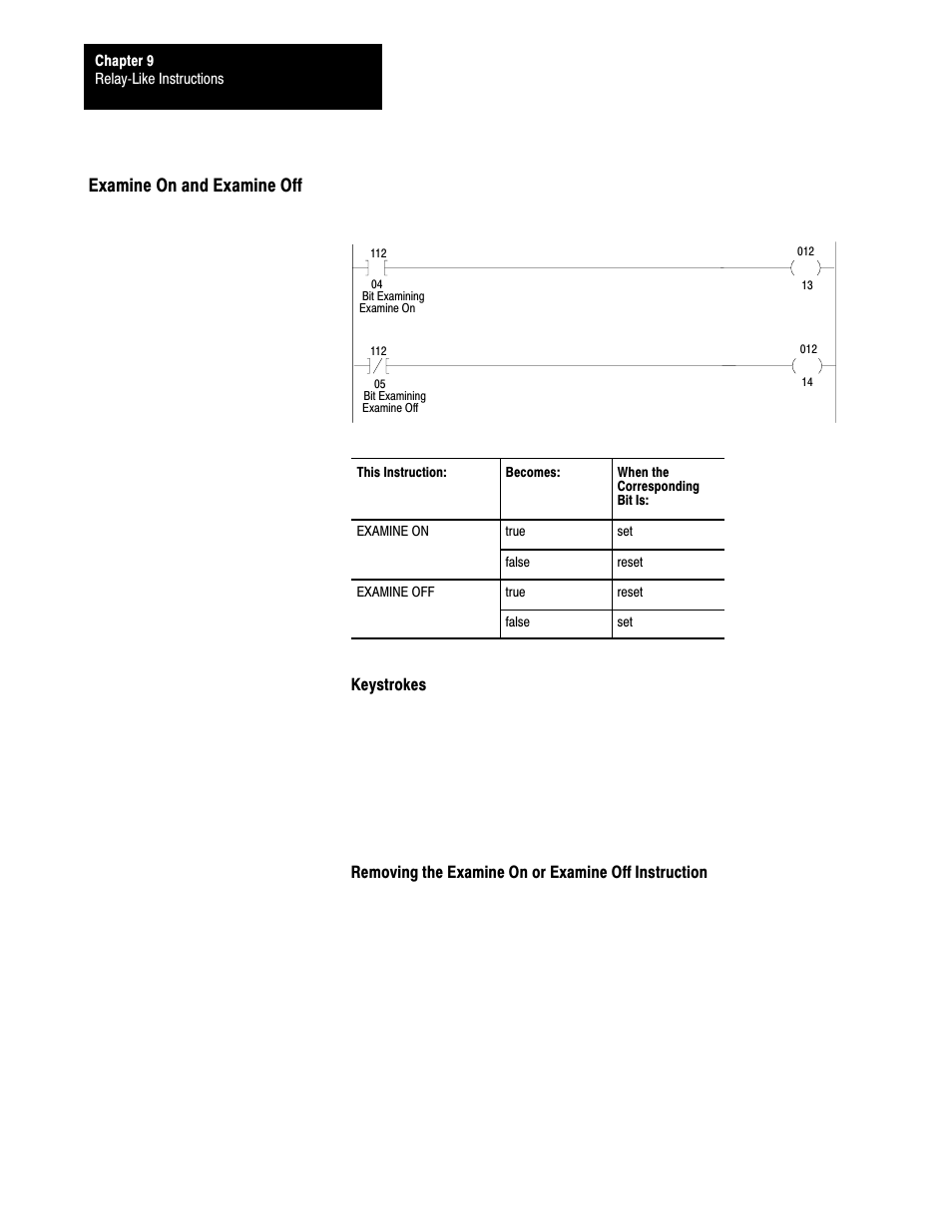 Examine on and examine off | Rockwell Automation 1772-L8_LW_LWP_LX_LXP,D17726.5.8 User Manual User Manual | Page 130 / 490